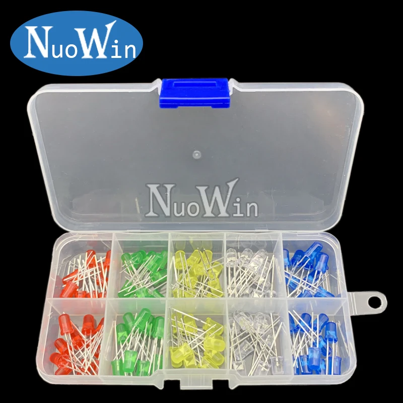 3 mm 5 mm LED-Dioden-Sortiment-Set, Weiß, Grün, Rot, Blau, Gelb – Bild 2