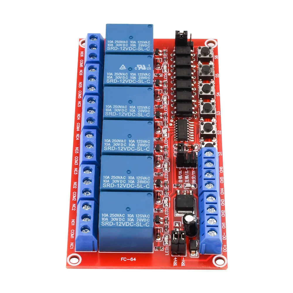 Relaismodul 6-Kanal 5V 12V 24V Relaismodul-Board Shield – Bild 2