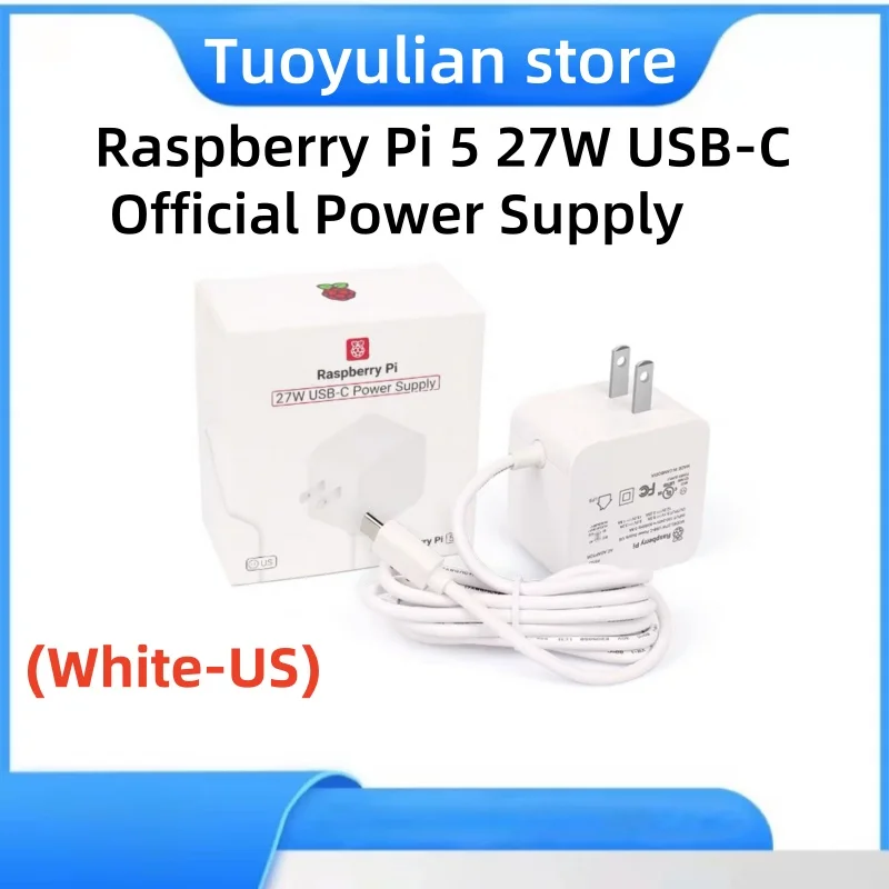Raspberry Pi 5, Netzteil, 27 W, USB-C-Netzteil, 5,1 V, 5 A, unterstützt PD-Standard