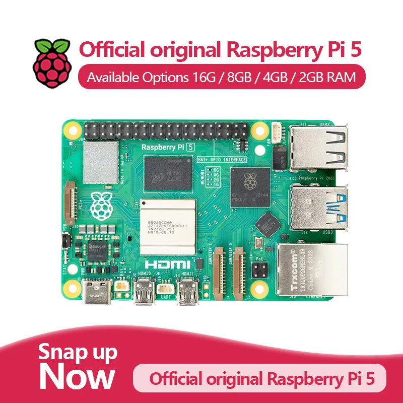 Raspberry Pi 5 mit Cortex-A76 und Linux, erhältlich mit 1GB/2GB/4GB/8GB/16GB RAM, optionales