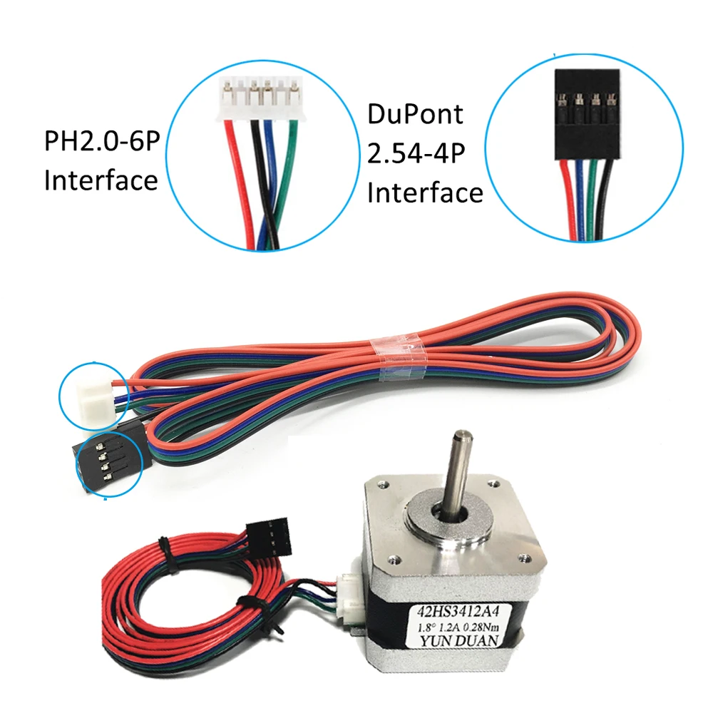 Nema 17 Schrittmotor 4 Anschlüsse 34-60 mm 0,28-0,7 Nm 2 A 1 m Kabel – Bild 5