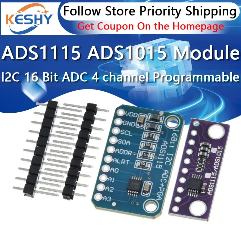 I2C ADS1115 ADS1015 16-Bit-ADC-4-Kanal-Modul mit programmierbarem – Bild 6