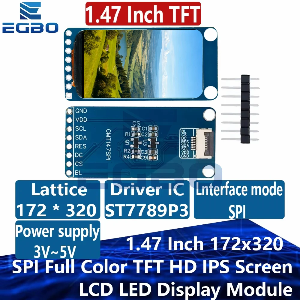 1,47 Zoll 172x320 SPI Voll Farbe TFT HD IPS Bildschirm LCD LED Display Modul 172*320 ST7789 Controller 3,3 V