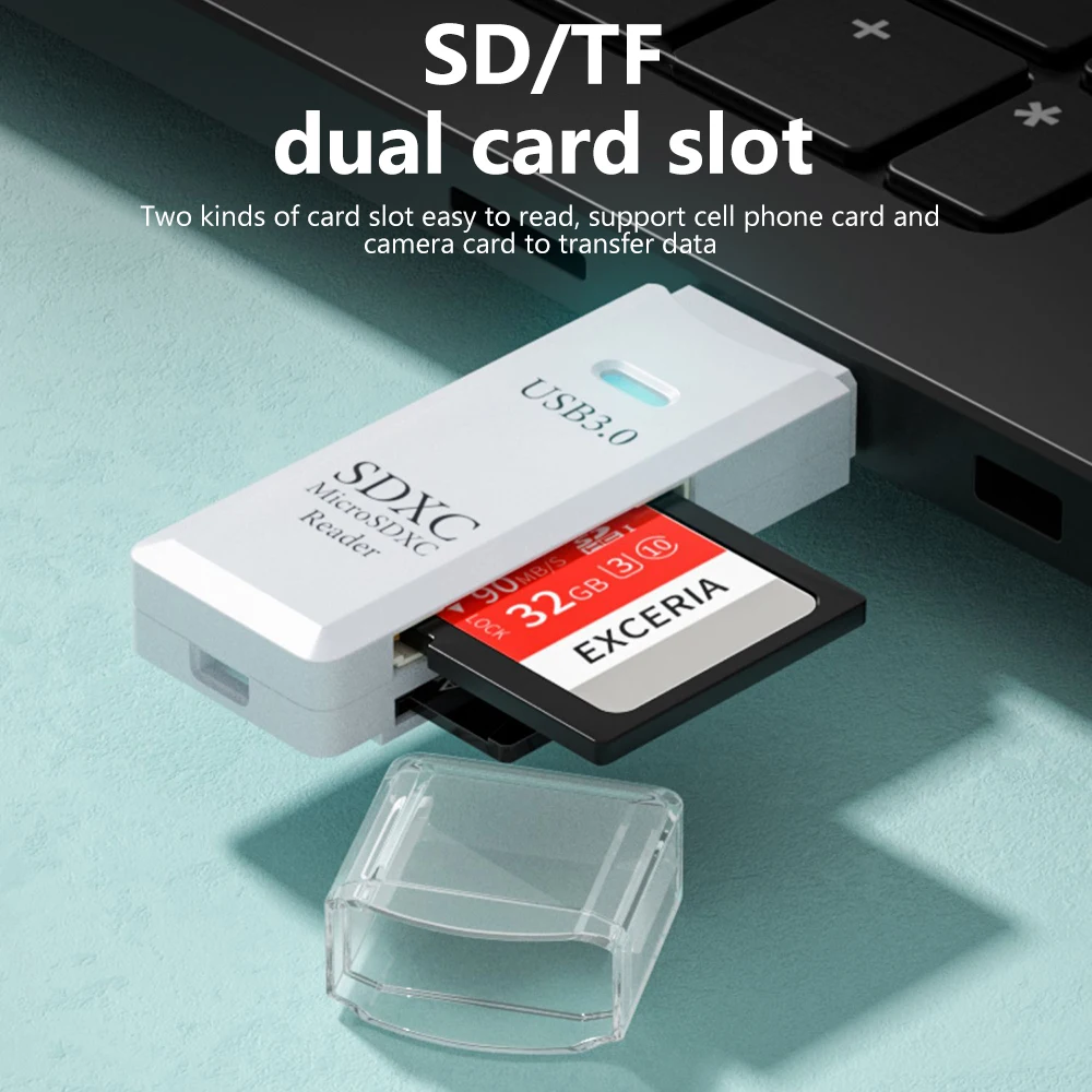 2-in-1 USB 3.0 2.0 Kartenleser Micro SD Kartenleser USB-Adapter – Bild 2