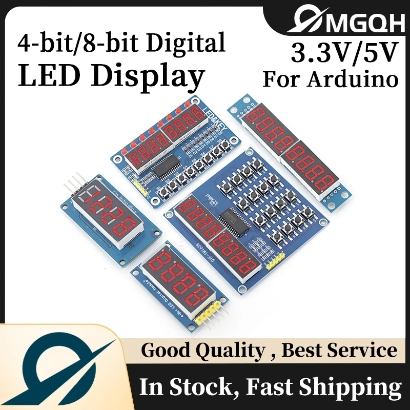 MGQH TM1637 4 Bits / TM1638 / 74HC595 8-Bit-Digital-LED-Anzeigemodul 7 Segment 0,36 Zoll Uhr ROTE Anodenröhre