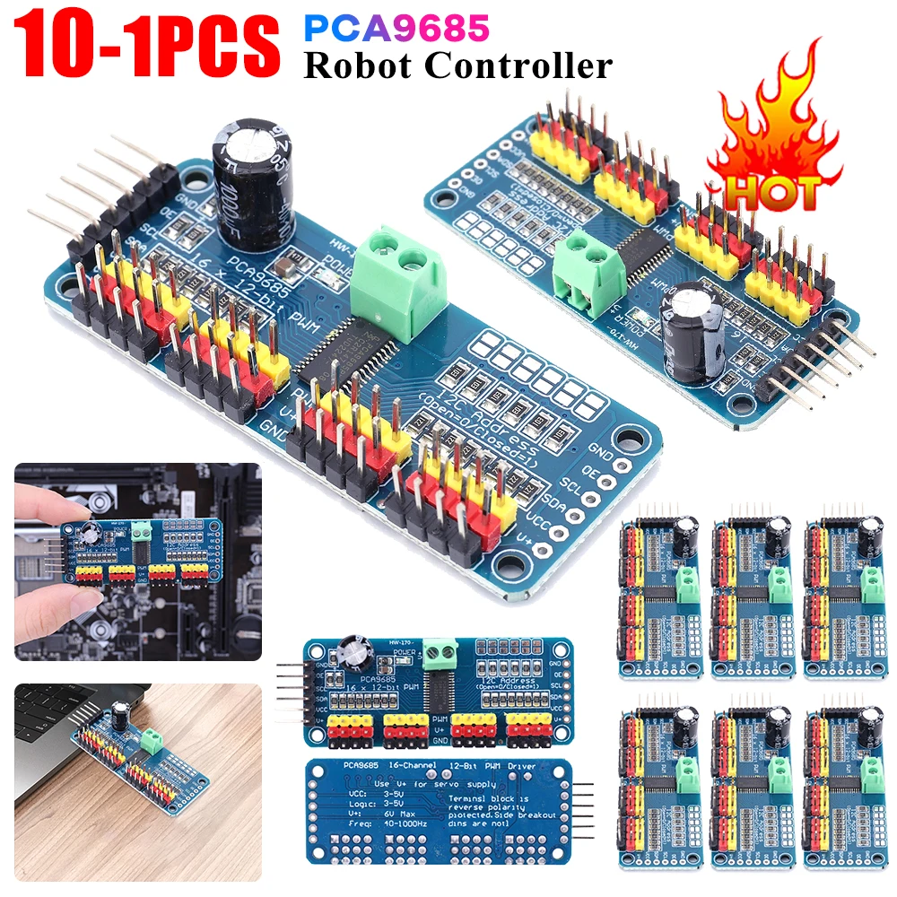 PCA9685 PWM Servo Motor Shield Treiber IIC Schnittstelle 16-Kanal – Bild 2