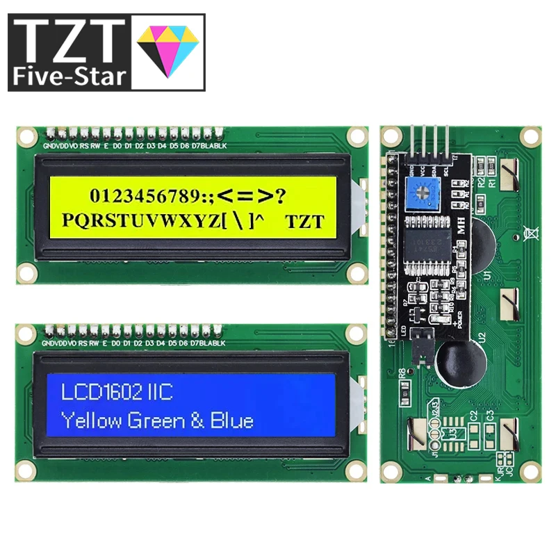 LCD1602 1602 LCD-Modul Blau/Gelb Grüner Bildschirm 16x2 Zeichen – Bild 2