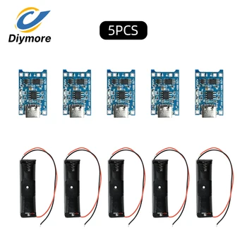 Typ-C 18650 Batterieladegerät-Platine TC4056 4,35-6V Lithium Li-Ion Lademodul mit Überladeschutz (5 Stück)