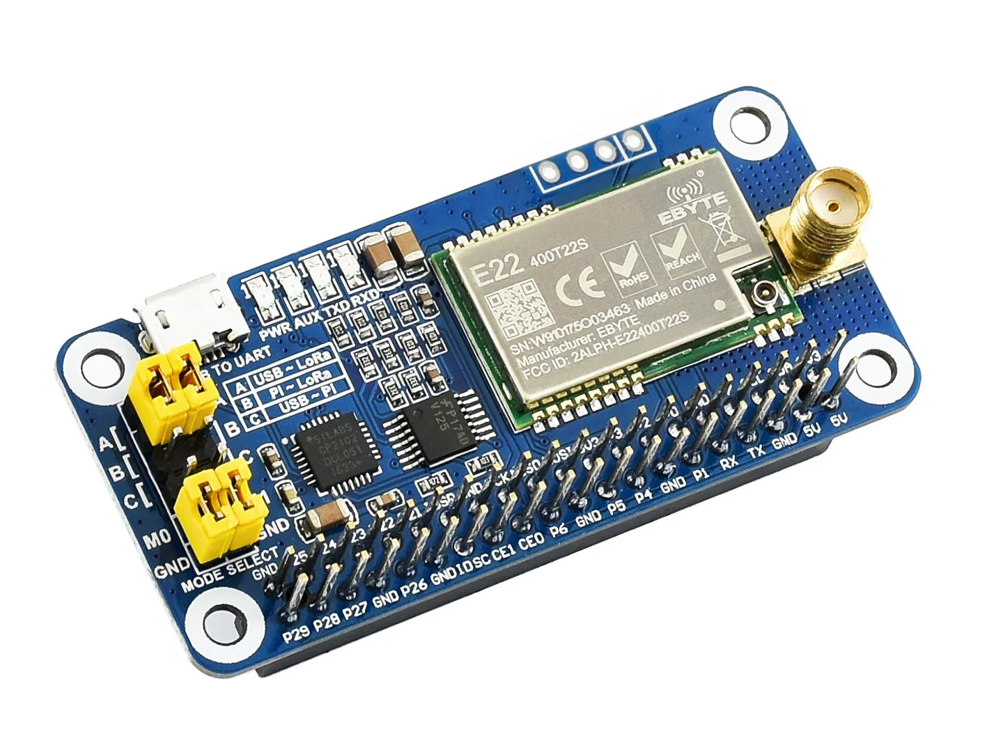 Waveshare SX1268/SX1262 LoRa-Erweiterungsplatine, LoRaWAN HAT – Bild 5
