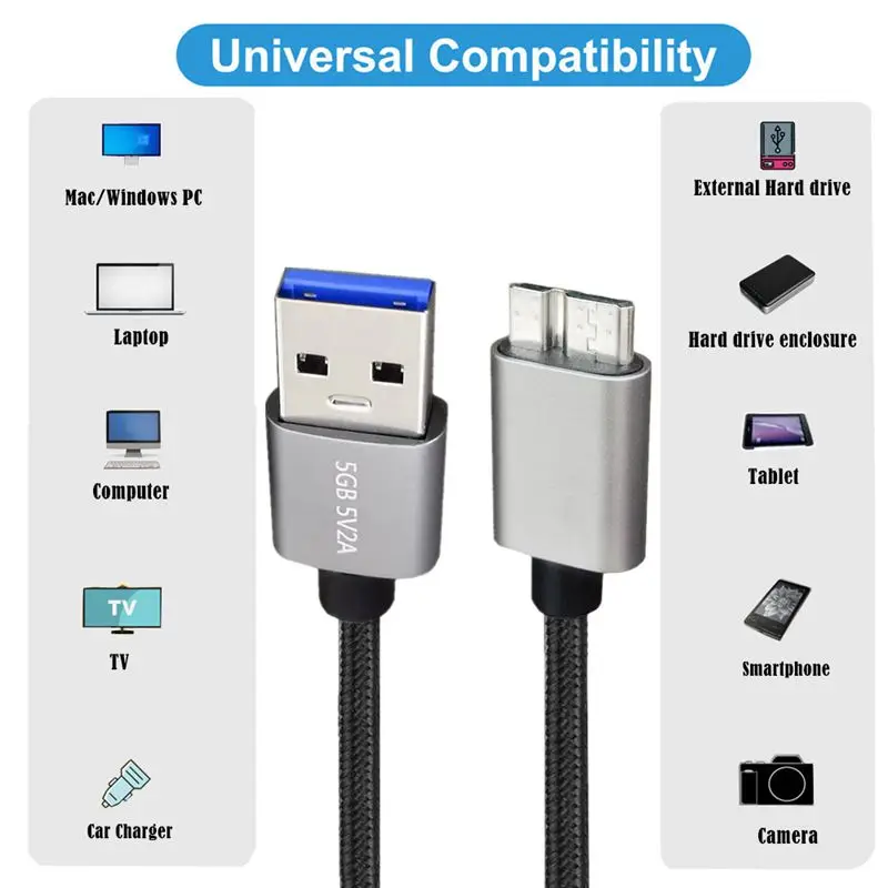 0,3m 1m 2m 3m 5m Micro USB 3.0 Datenkabel, USB 3.0 A Stecker auf Micro – Bild 3