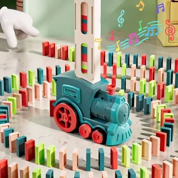 Automatische Verlegung Domino Zug Elektrische Auto Ziegel Blöcke Kits Kreative Spiele Intelligenz