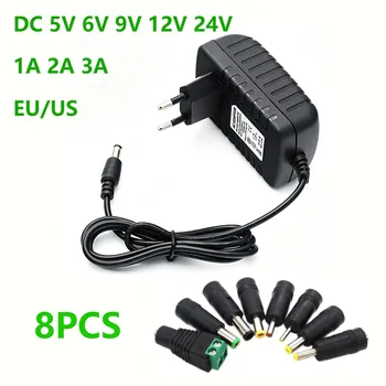 DC 5V 6V 9V 12V 24V Netzteiladapter 1A 2A 3A 8V 10V 15V 2A 3A Stromadapter DC-Stecker Konverter EU US mit 8