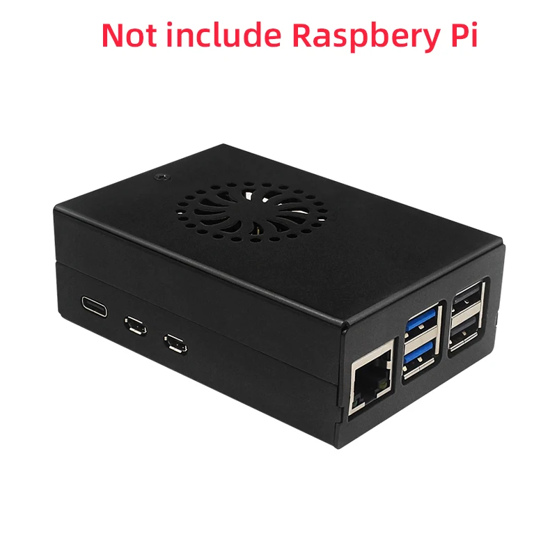 Raspberry Pi 5 Gehäuse aus Aluminiumlegierung, schwarzes Metallgehäuse, optionale aktive
