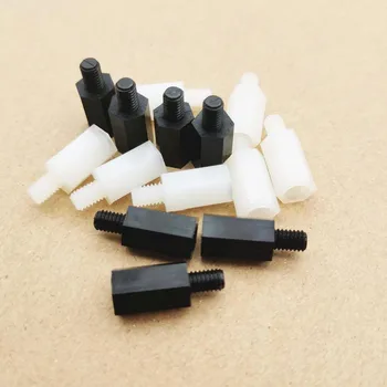 Männlich zu weiblich M2 M2,5 M3 M4 weiß schwarz PCB Nylon Abstandshalter Spacer Säule Kunststoff
