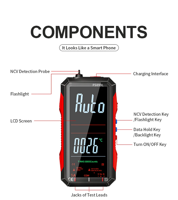 Digitales Multimeter mit 4,8'' Vollfarb-LCD, 6000 Anzeigen – Bild 5