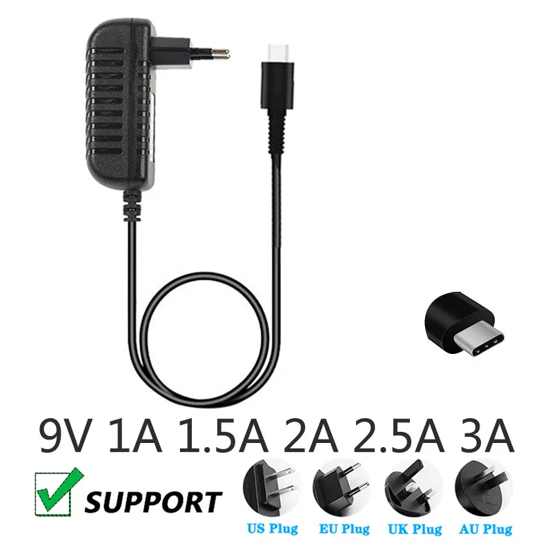 DC-Netzteil TYP-C 9V 1A 1,5A 2A 2,5A 3A OEM EU US UK AU Stecker 220V zu 110V Audio-Adapter 9V 1000mA 1500mA