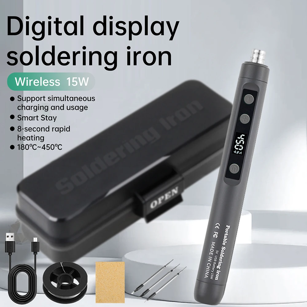 5V 15W USB Intelligente Elektrische Lötkolben Temperatur Einstellbar Schnelle Heizung Lötkolben Spitze