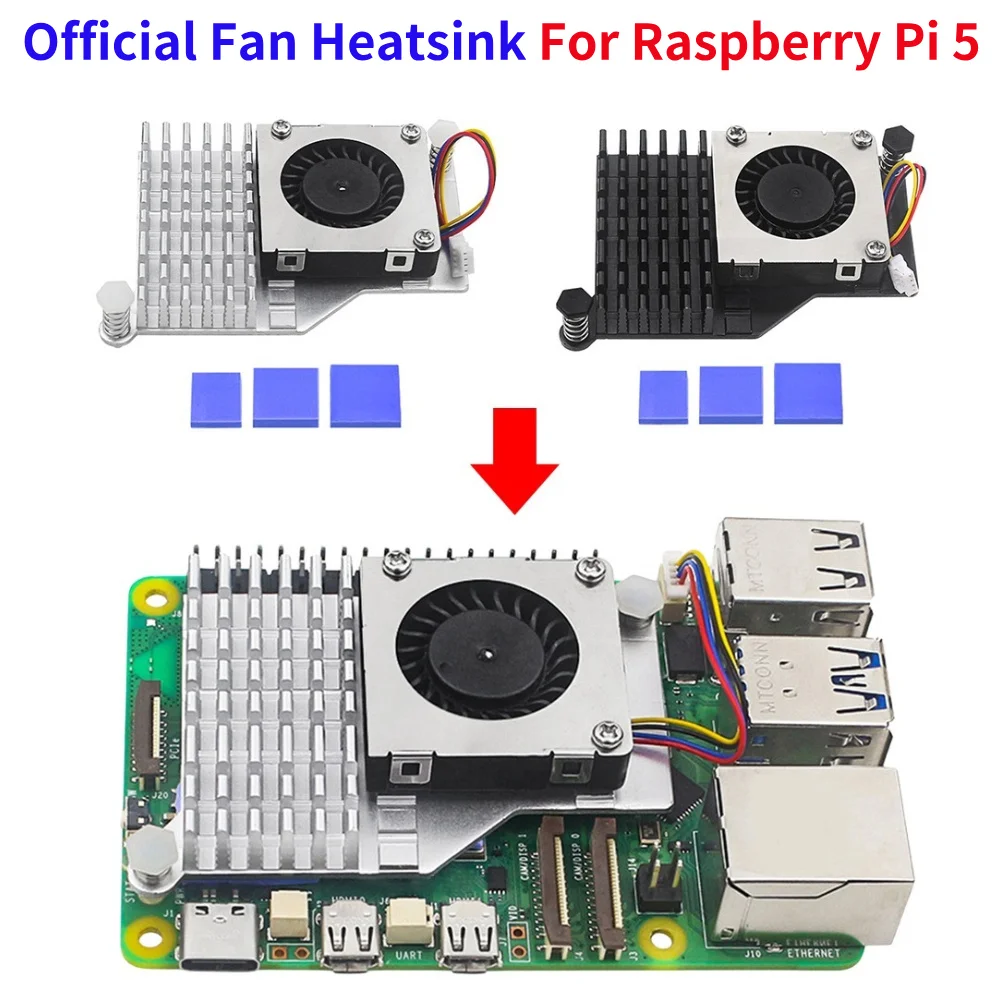 Raspberry Pi 5 Aktiver Kühler Lüfter Kühlkörper Kompatibler Halter Kühlrippen Wärmeableiter