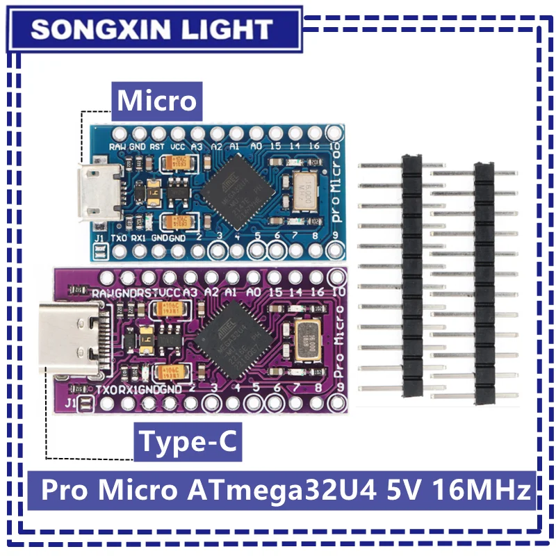 MICRO/TYPE-C USB ATMEGA32U4 Modul 5V 16MHz Board Für Arduino ATMEGA32U4-AU/MU Controller Pro Micro ersetzen