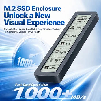 M.2 NVMe SATA SSD-Gehäuse Visuelles Smart SSD-Gehäuse USB 3.2 Gen 2 10 Gbit/s NVMe PCI-E 20 Gbit/s