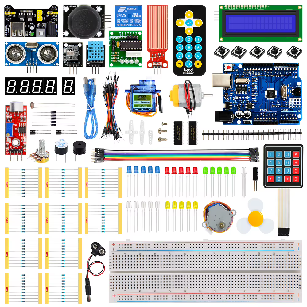 KUONGSHUN Super Starter Kit inklusive Steckbrett 1602 IIC Jumper Wire Set R3 für Arduino UNO mit Tutorial