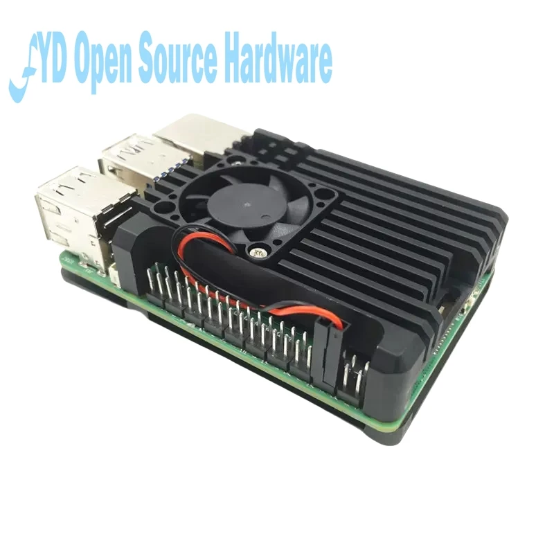 Raspberry Pi 5 Aluminium gehäuse Metalls chale mit Lüfter Silikon – Bild 2