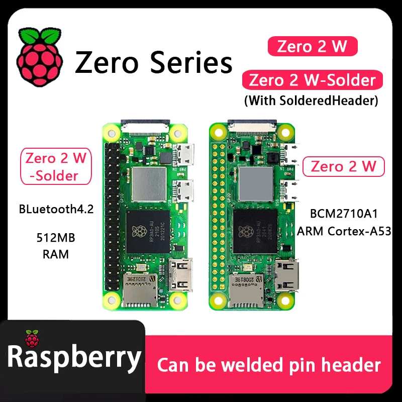 Raspberry Pi Zero Zero W Zero 2 W Zero-Solder Zero W-Solder mit gelötetem Kopf 512 MB Boardcom-Chip