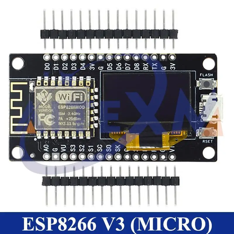 NodeMCU ESP8266 V3 Entwicklungsboard mit 0,96 Zoll OLED-Display CH340 – Bild 3