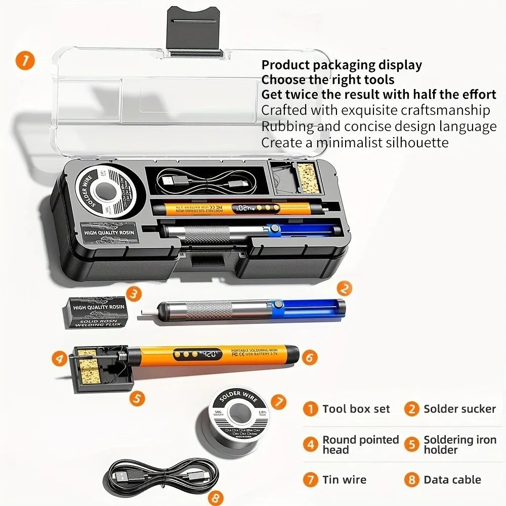 USB-Aufladbares Elektrisches Lötkolben-Set mit LCD-Display – Bild 5
