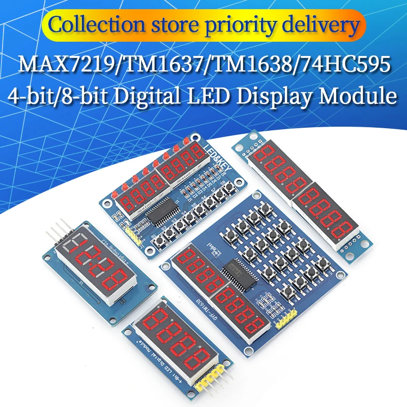 TM1637 4 Bits / TM1638 / 74HC595 8 bit Digital LED Display Module 7 Segment 0.36Inch Clock RED Anode Tube Four