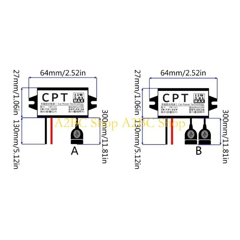 A2BC 12V bis 5V 3A Single/Double USB Netzteil Adapter – Bild 6