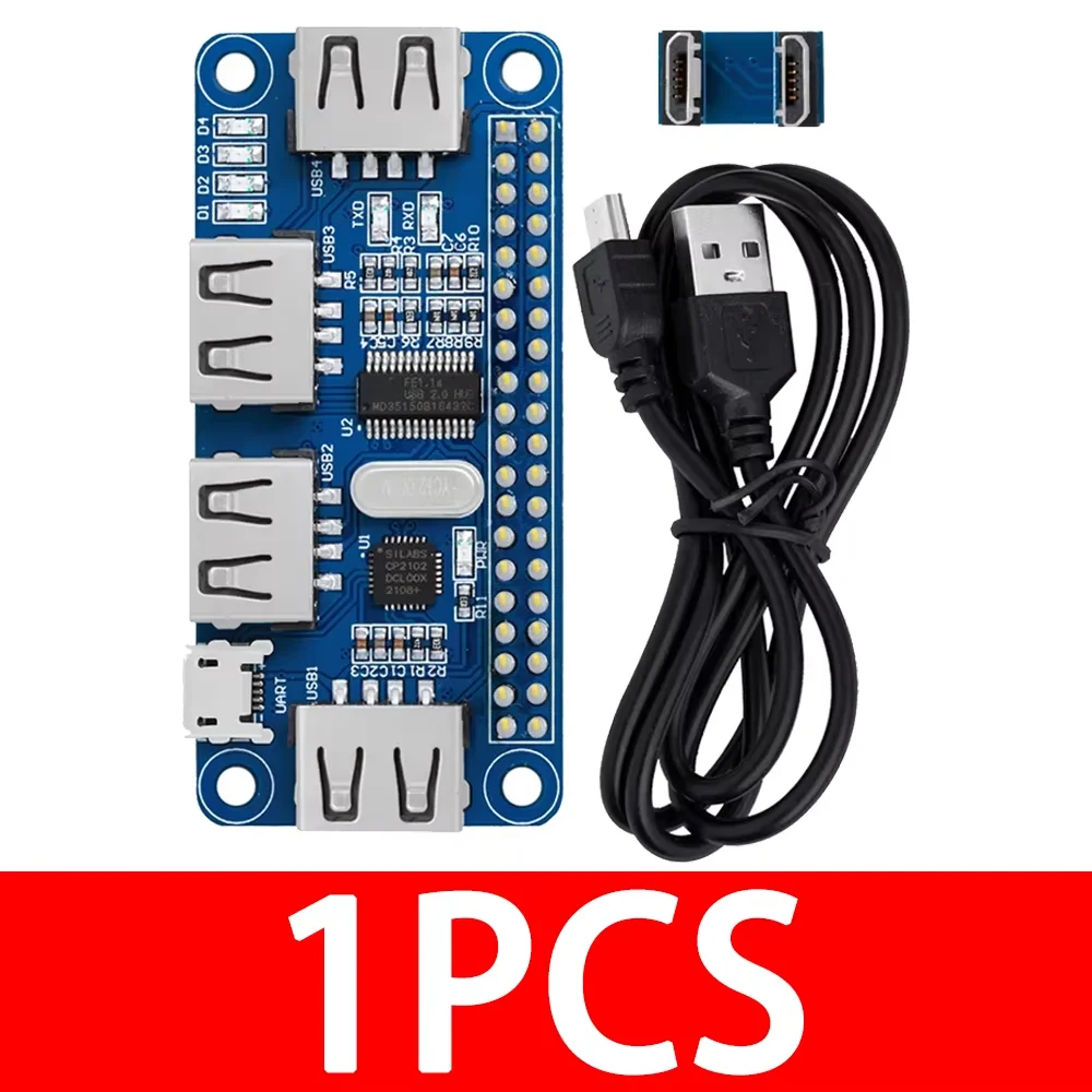 4 Ports USB HUB HAT für Raspberry Pi 3/2/Zero W Extension Board USB zu UART für serielles Debugging kompatibel