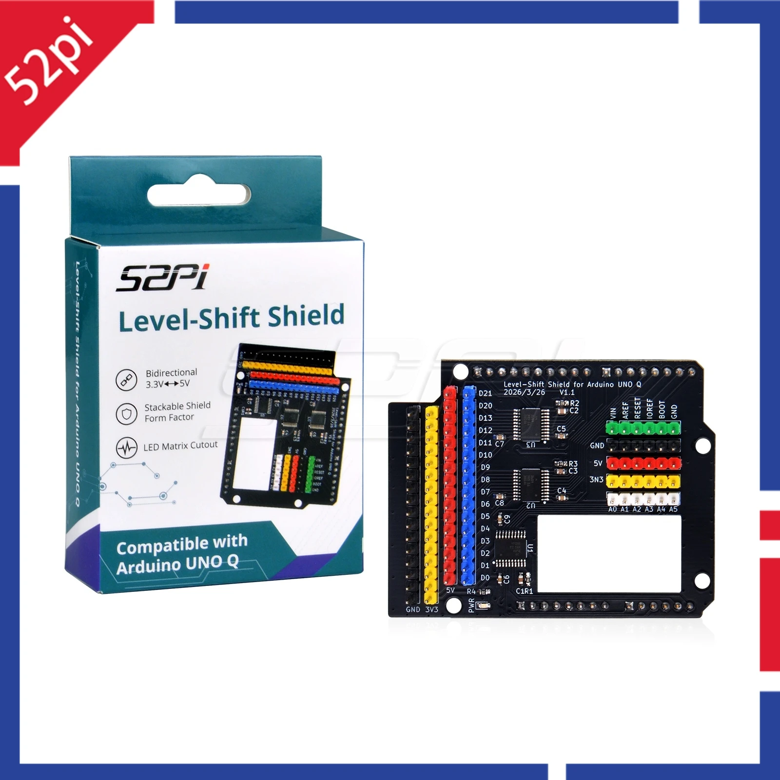 52Pi Level-Shift Shield für Arduino UNO Q