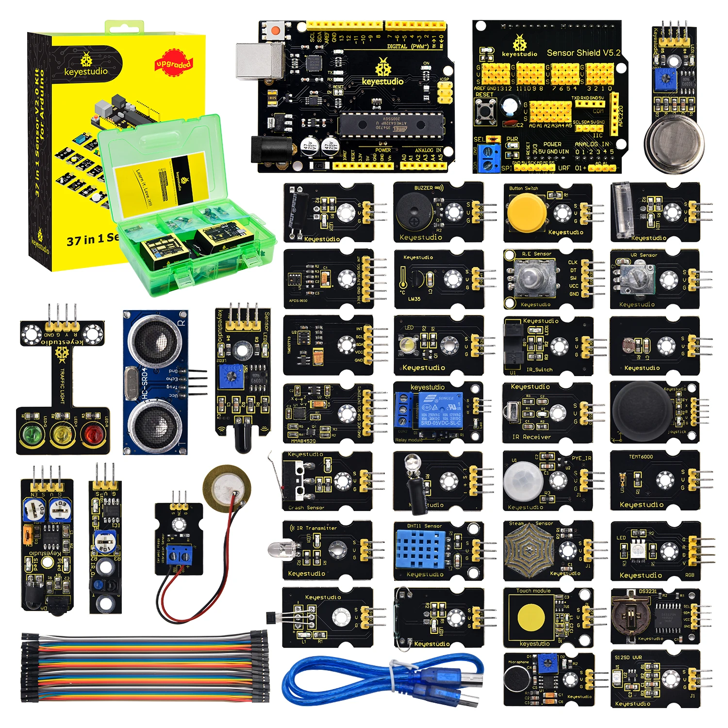 Keyes tudio komplett 37 in 1 sensor kit mit uno/mega board sensor kit für arduino sensor kit programmierung