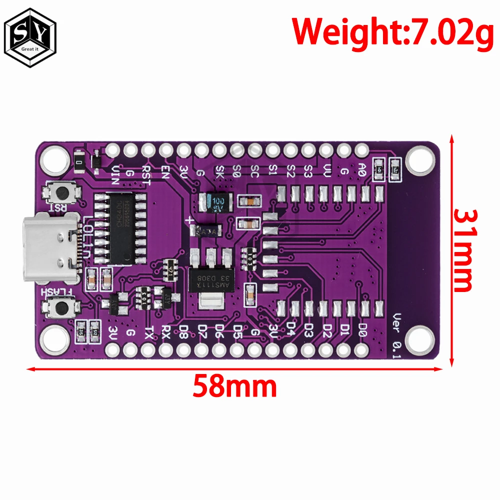 NodeMCU V3 ESP8266 WiFi-Board ESP-07/ESP-07S, CH340 Typ-C Lua – Bild 3