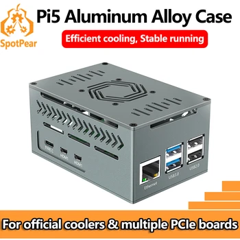 Raspberry Pi 5, Aluminium-Metallgehäuse mit Kühler, PWM-Lüfter und Kühlkörper aus reinem Kupfer, großer Raum