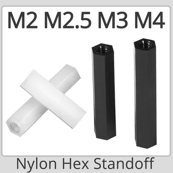 M2 M2,5 M3 M4 Schwarz Weiß Nylon Sechskant-Abstandsschraube PC Compuer Motherboard PCB Abstandshalter
