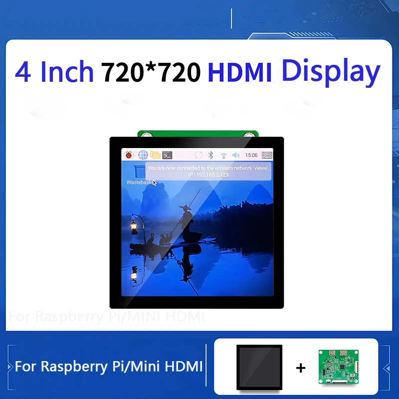 Raspberry Pi Display 4 Zoll 720 x 720 MIPI DSI TFT LCD Touchscreen mit HD-MI-Treiberplatine