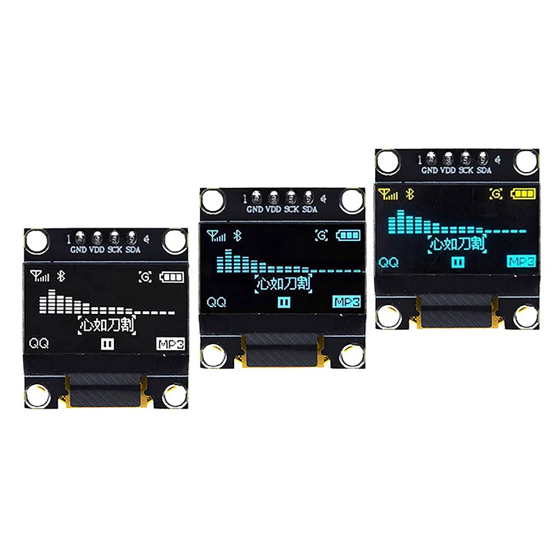 0,96 Zoll SSD1306 OLED-Anzeigemodul 128 x 64 I2C serieller Bildschirm DIY-freundliche Optionen