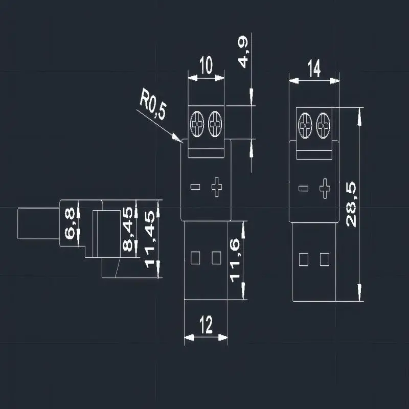 USB-Stecker auf 2P-Schraubklemmen-Adapter, 5A-Lötfreier – Bild 4