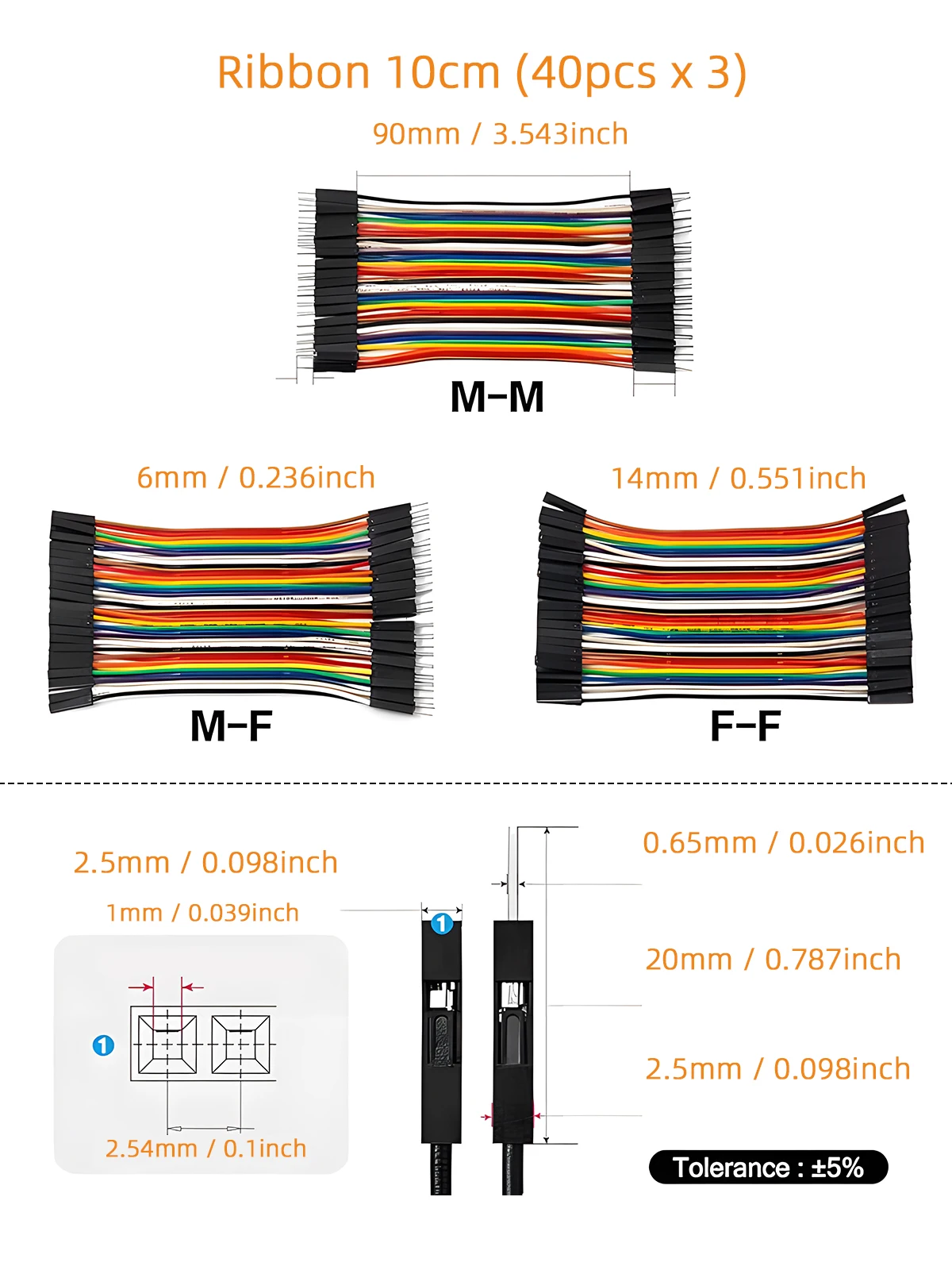 2,54 mm Dupont-Überbrückungskabel-DIY-Kit - 20 cm/10 cm Stecker – Bild 5