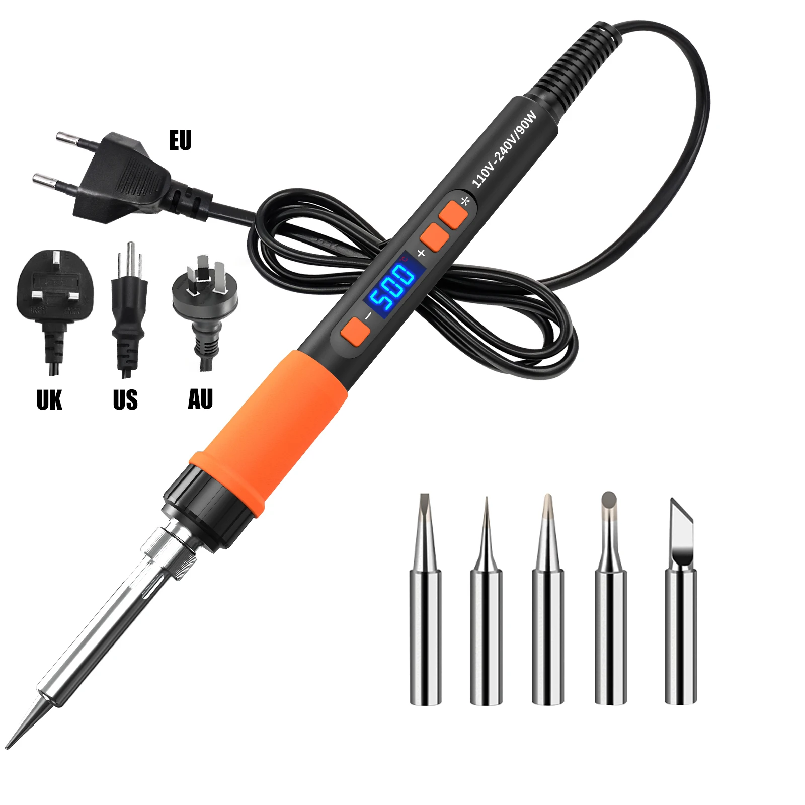 Lötkolben-Set, ILIBILIB 110V-240V 90W LCD-Digitalanzeige, einstellbare Temperatur, Lötkolben 180 bis 500 °C °