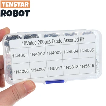 10 Werte Gleichrichterdioden-Sortiment-Set 1N4001 1N4002 1N4003 1N4004 1N4005 1N4006 1N4007 1N5817 (200 Stück)