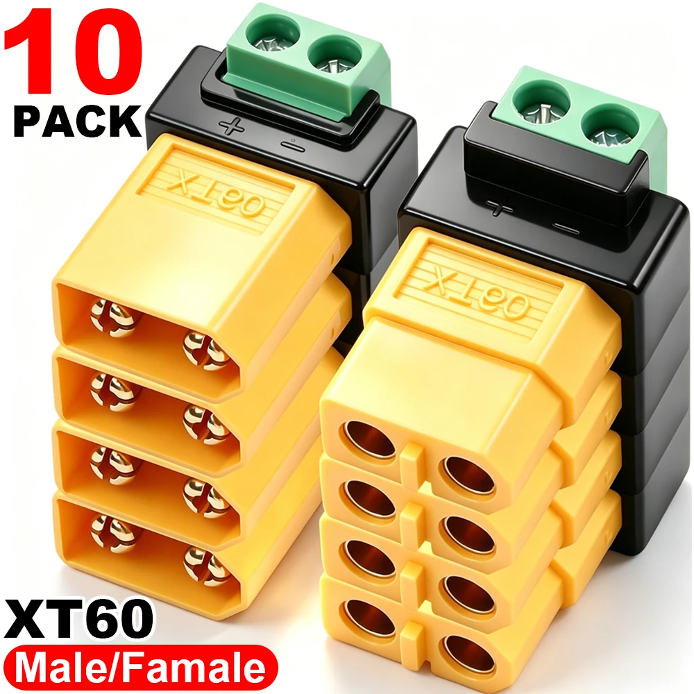 XT60-Steckverbinder Schraubklemmenadapter XT60 Stecker/Buchse auf 2-polige lötfreie Stromstecker