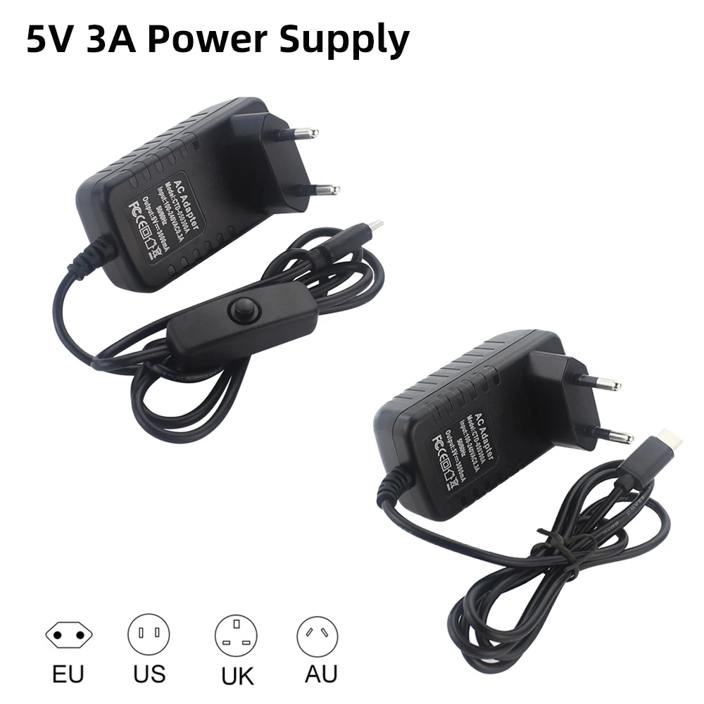 5 V 3 A Raspberry Pi 4 Netzteil USB Typ C Port 100-240 V Netzteil für Pi 4 Orange Pi 3B OPI Zero 3 Ladegerät