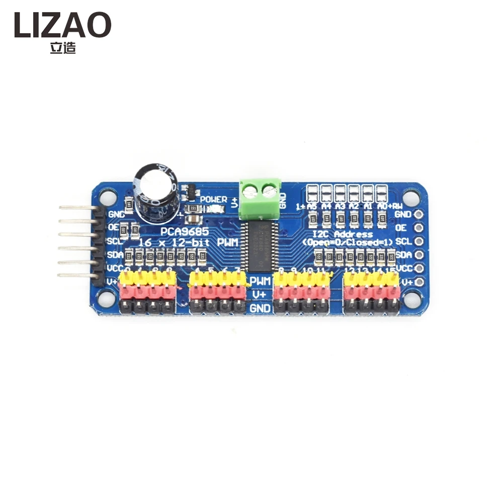 LIZAO PCA9685 16-Kanal PWM Servo-Treiberplatine, 12-Bit I2C – Bild 3