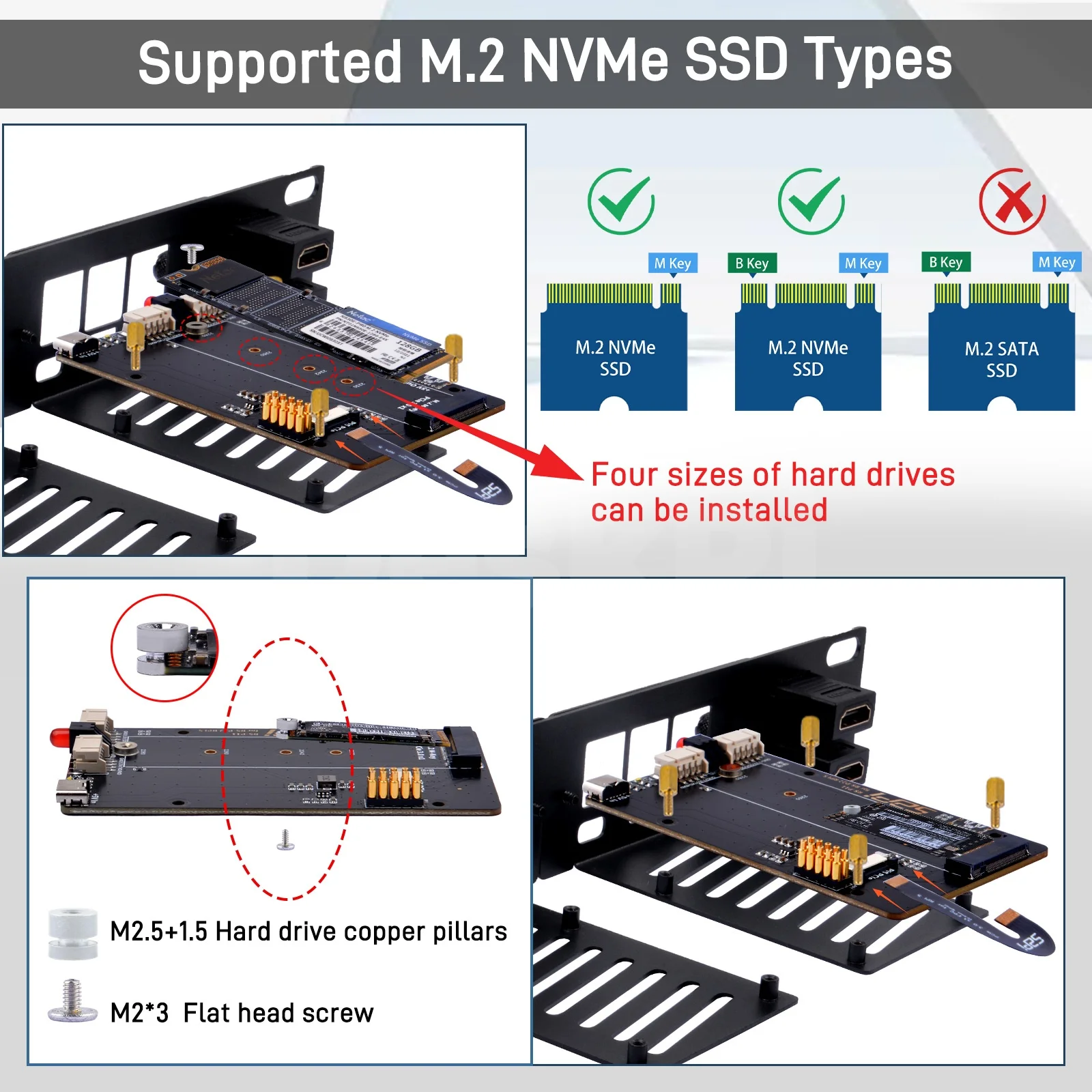 DeskPi Rackmate 10-Zoll 1U Rack-Gehäuse mit 2 PCIE NVME Boards – Bild 4