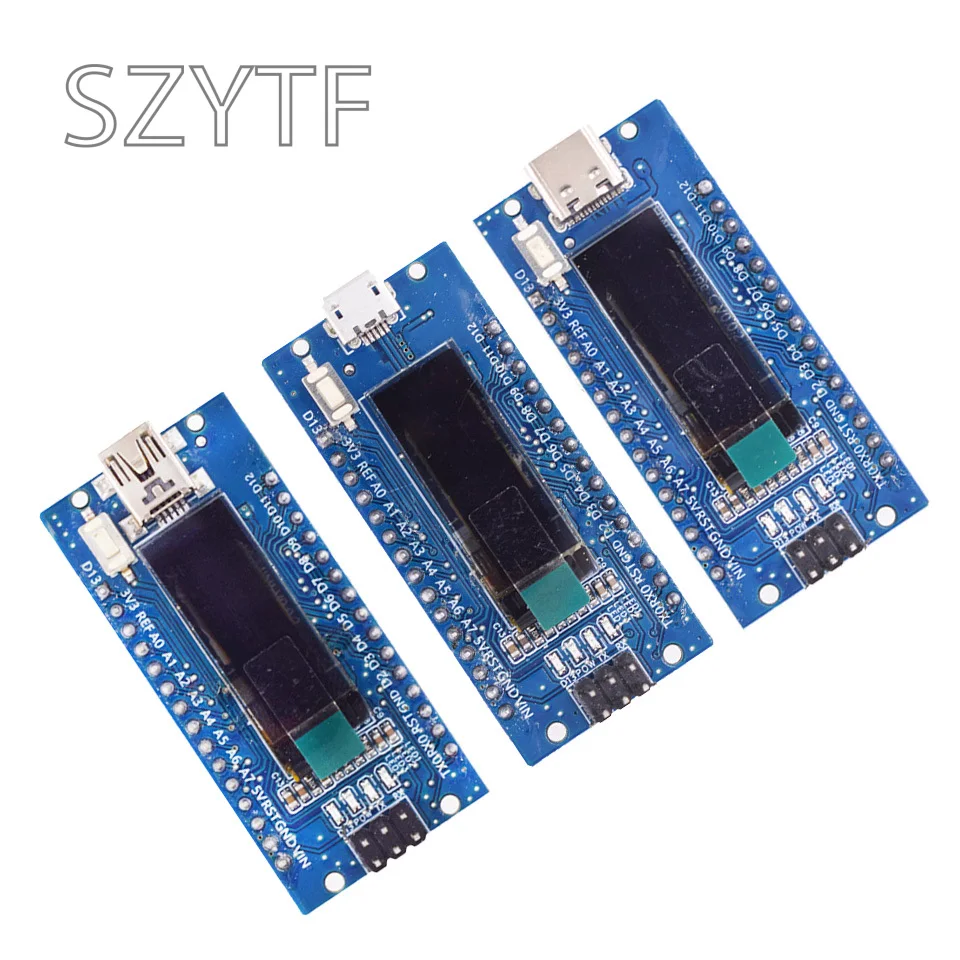 Nano V3.0 Atmega328P Ch340C mit integriertem 0,91-Zoll-Oled-Display, 128 x 32 Auflösung, SSD1306 IIC
