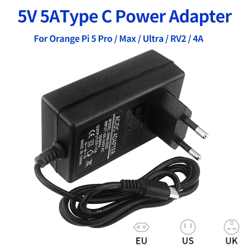 5V 5A Typ-C-Netzteil 100-240V Netzteil für Orange Pi 5 Pro / Max / Ultra / RV2 / 4A Optionales