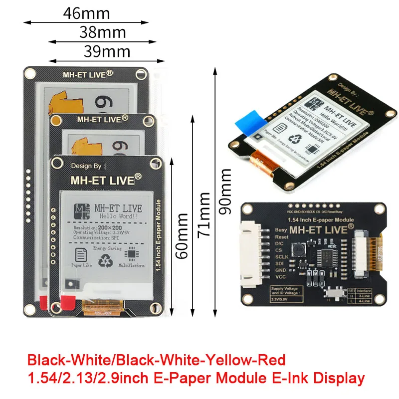1,54'' 2,9'' 2,13'' 2,9 2,13 1,54 Zoll E-Paper-Modul E-Paper E-Ink – Bild 2